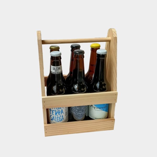 Caja de madera para 6 cervezas artesanas